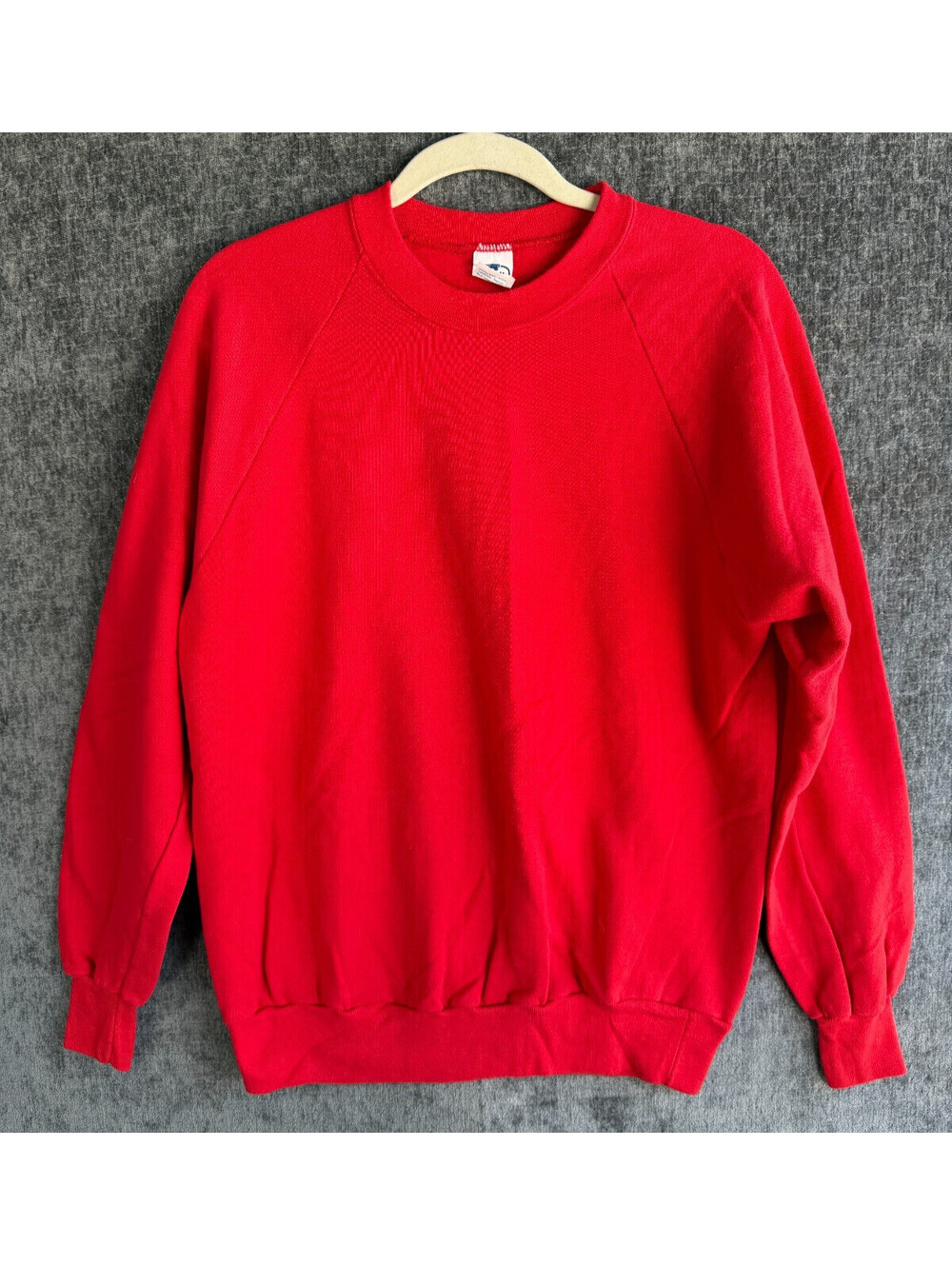 Vintage 80s Anvil Sweatshirt Mens Large Red Blank Crewneck Raglan USA